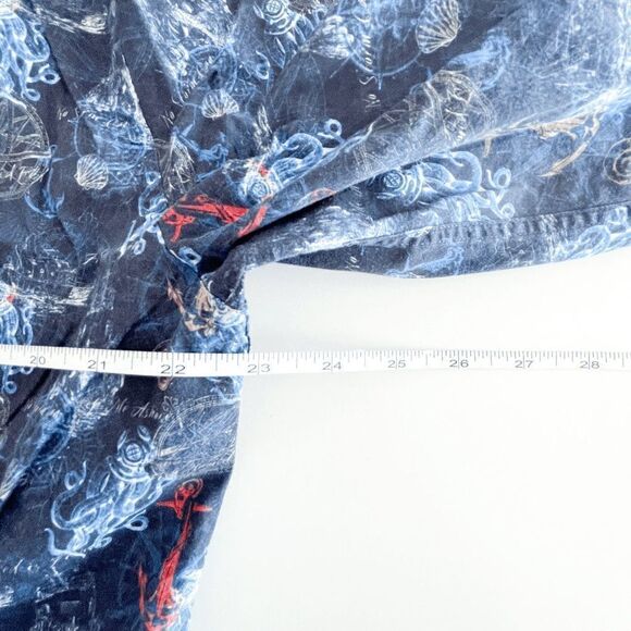 A Fish Named Fred Got Hooked Men's Button Down Shirt Anchor Squid Blue XL - Picture 5 of 9